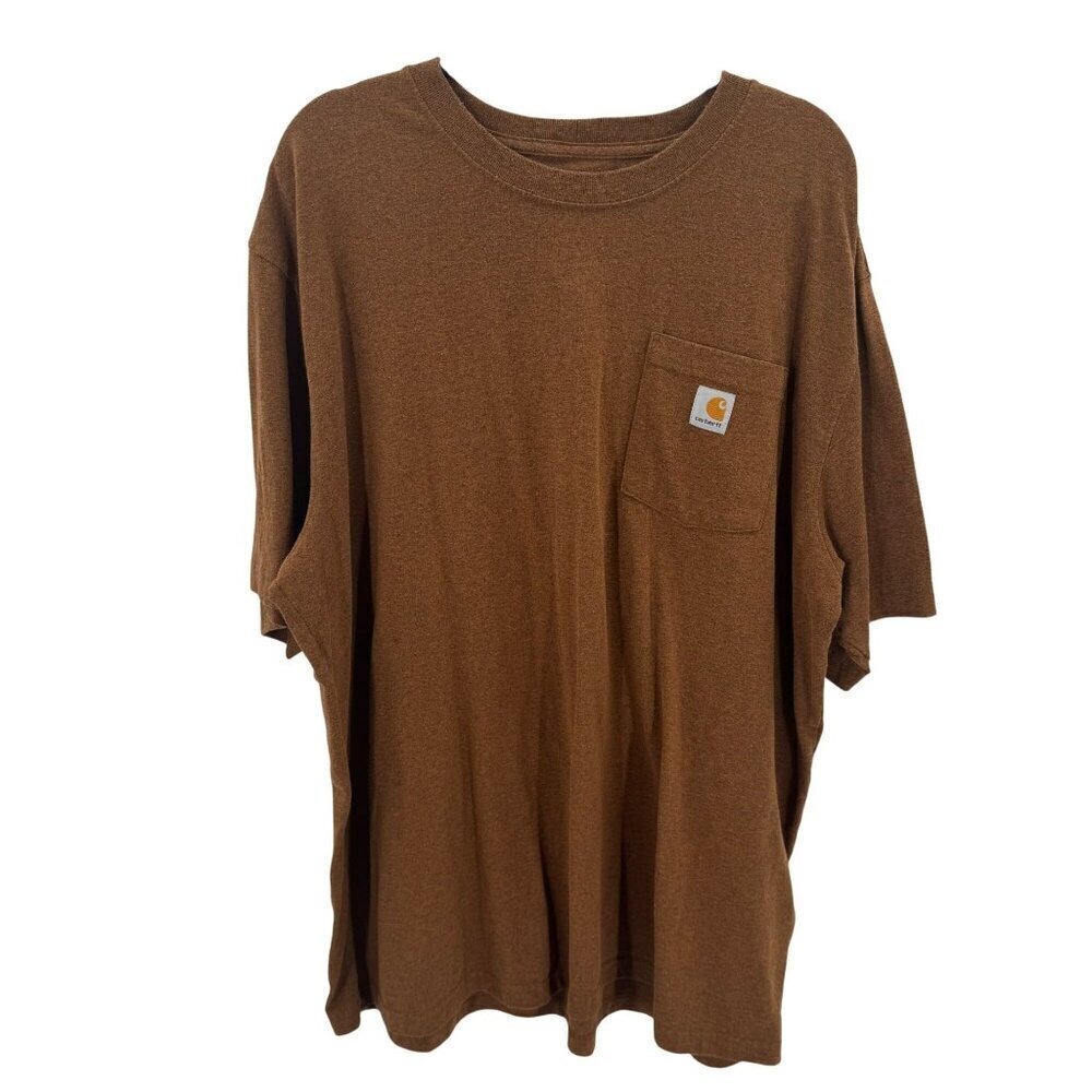 Carhartt Brown Short Sleeve T-Shirt Mens Original Fit 2XL Cotton Blend